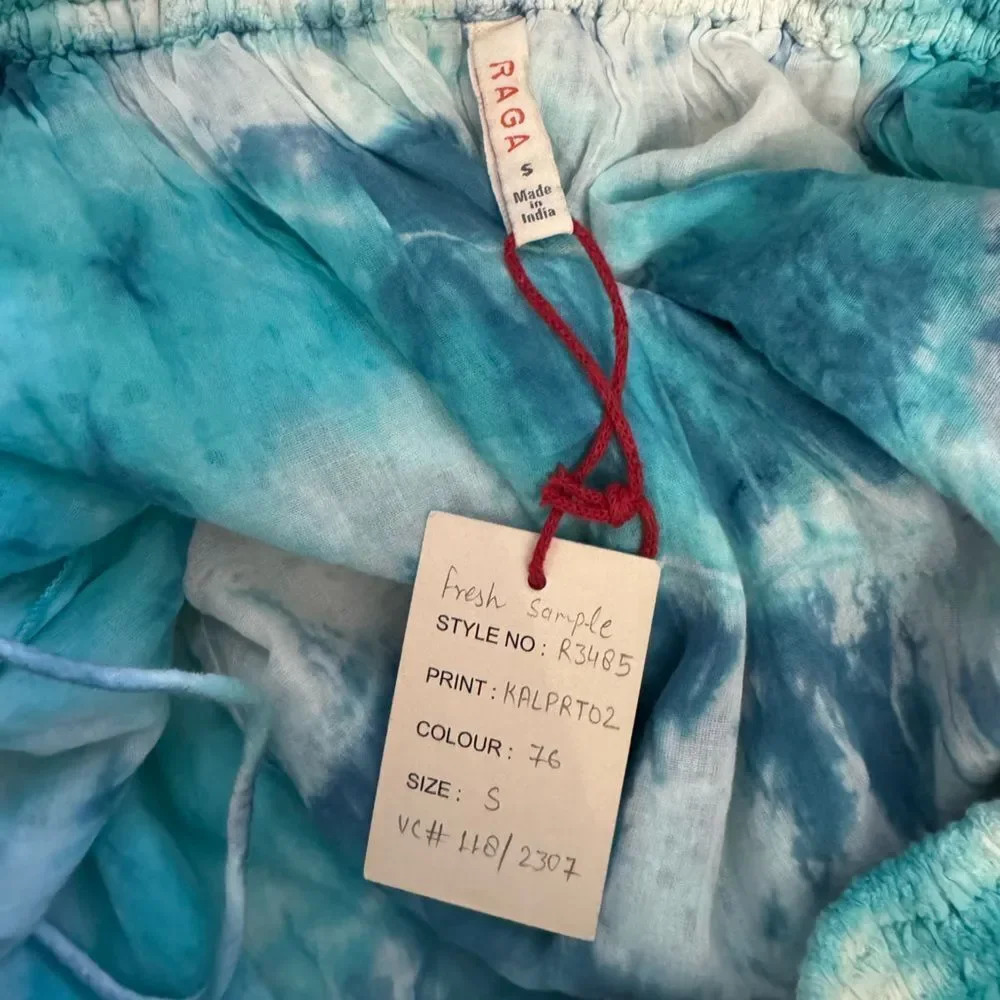 NWT Raga SAMPLE Whisper crop top off shoulder eyelet tie dye Small - Picture 6 of 9